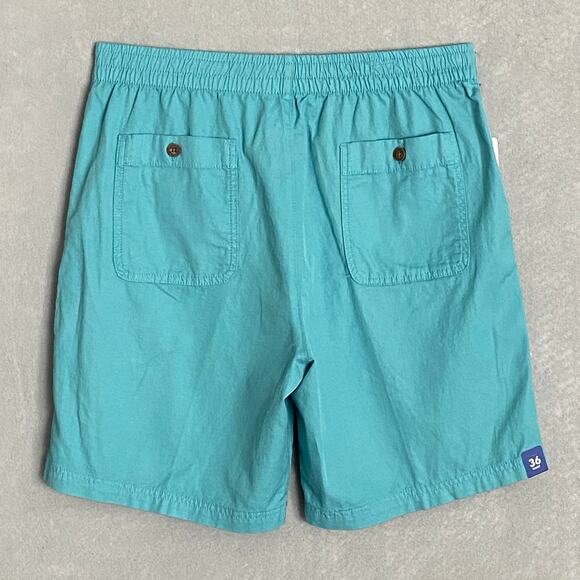 Caribbean Roundtree & Yorke Men's 36W Cotton/Linen Shorts 8" Inseam Blue NEW - Picture 3 of 7